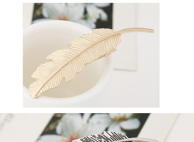 Fashion Silver Color Metal Leaf Decorated Pure Color Design Hair Clip,Hairpins