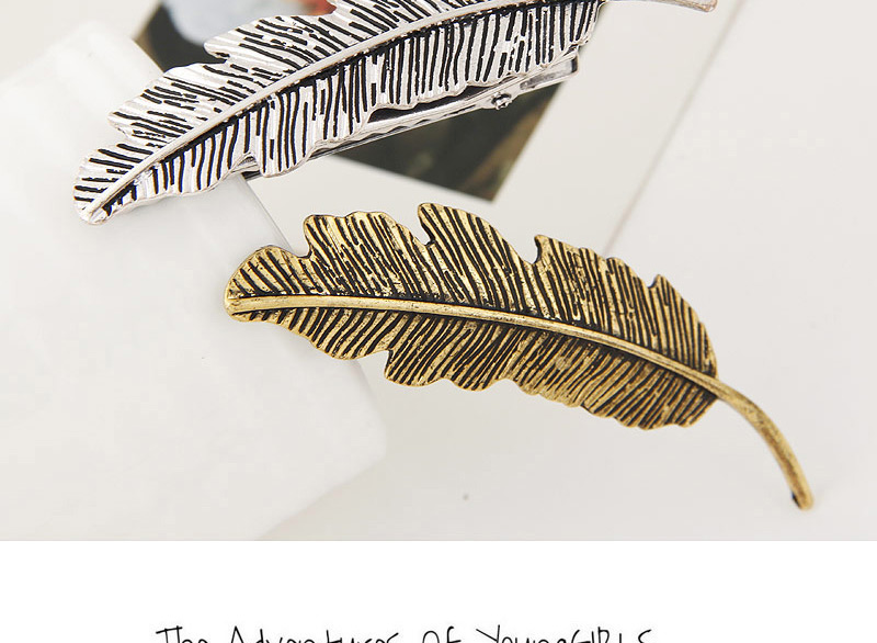 Fashion Brozen Metal Leaf Decorated Pure Color Design Hair Clip,Hairpins