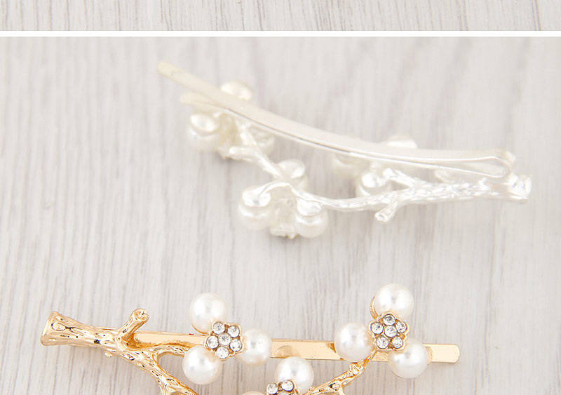 Elegant White Pearl Decorated Branch Design Simple Hair Clip,Hairpins