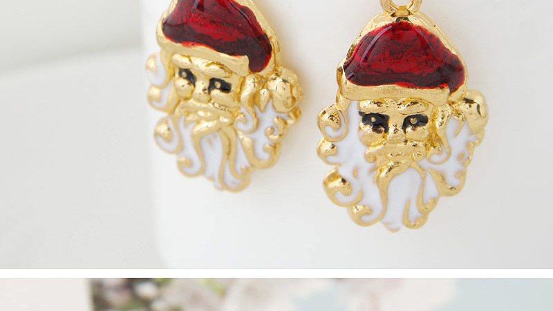 Cute Red+white Santa Claus Shape Pendant Decorated Simple Earring,Drop Earrings