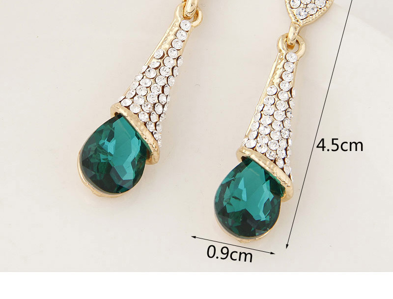 Fashion Green Diamond Decorated Waterdrop Beads Earring,Drop Earrings