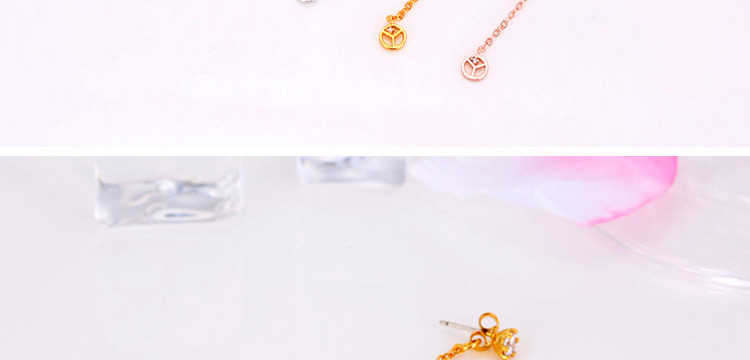 Elegant Rose Gold Round Pendant Decorated Asymmetric Earring,Drop Earrings