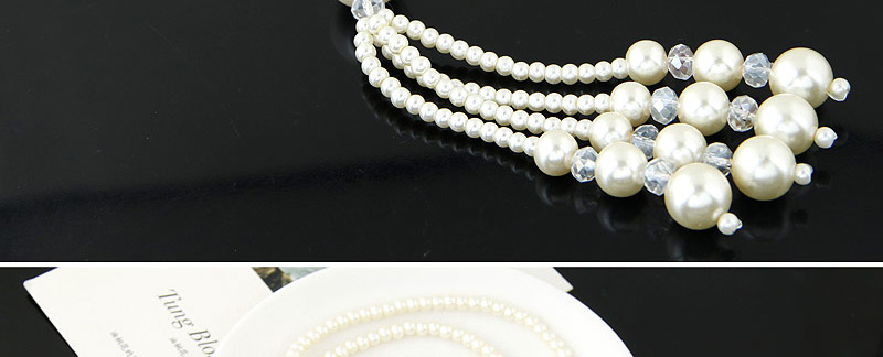 Fashion White Pearl Tassel Pendant Decorated Multilayer Necklace,Beaded Necklaces