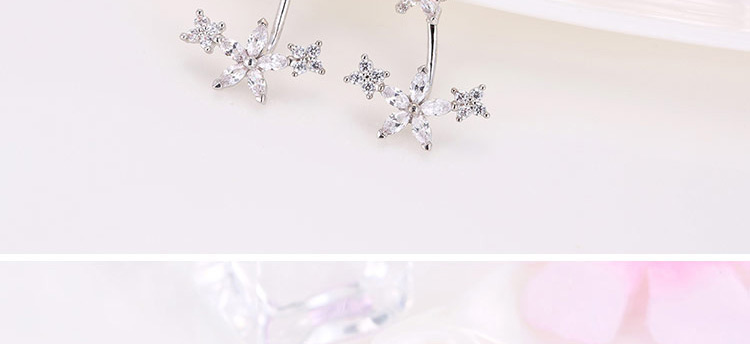 Sweet Rose Gold Diamond Clover Shape Decorated Simple Earring,Stud Earrings