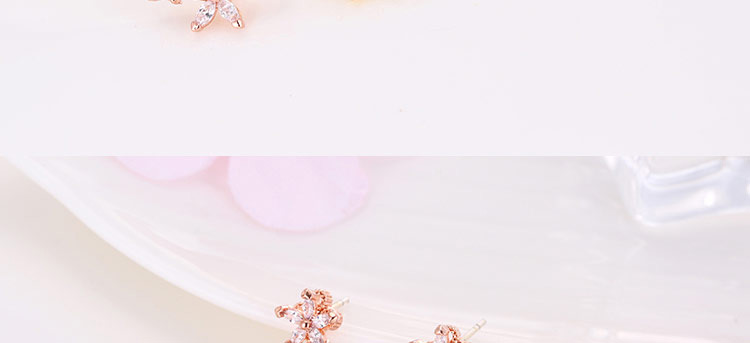 Sweet Silver Color Diamond Clover Shape Decorated Simple Earring,Stud Earrings