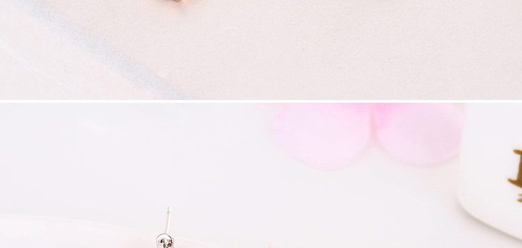 Sweet Rose Gold Diamond&pearl Ball Shape Decorated Simple Earring,Stud Earrings