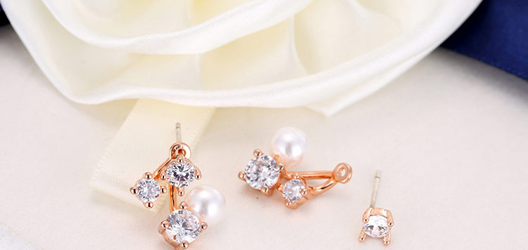 Sweet Gold Color Diamond&pearl Ball Shape Decorated Simple Earring,Stud Earrings