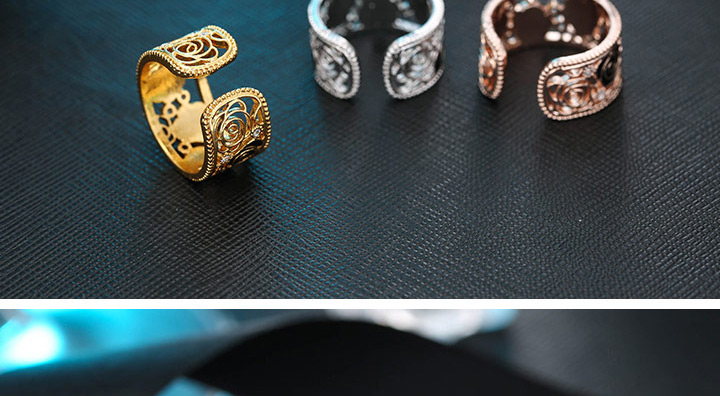 Sweet Gold Color Flower Shape Decorated Hollow Out Opening Ring,Fashion Rings