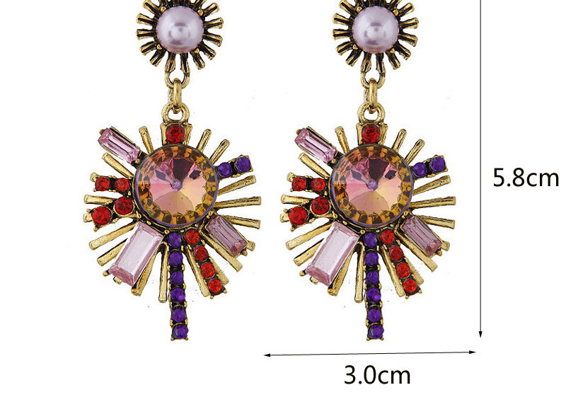 Sweet Multi-color Sunflower Shape Diamond Pendant Decorated Simple Earring,Drop Earrings