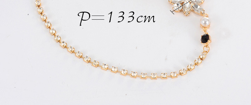 Elegant Black Diamond&pearl Decorated Simple Belt,Wide belts