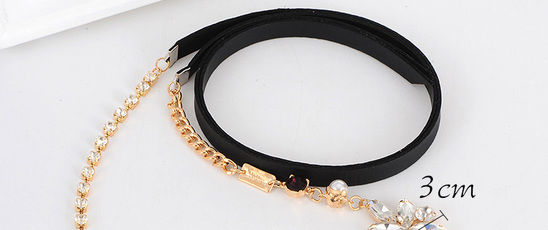 Elegant Black Diamond&pearl Decorated Simple Belt,Wide belts