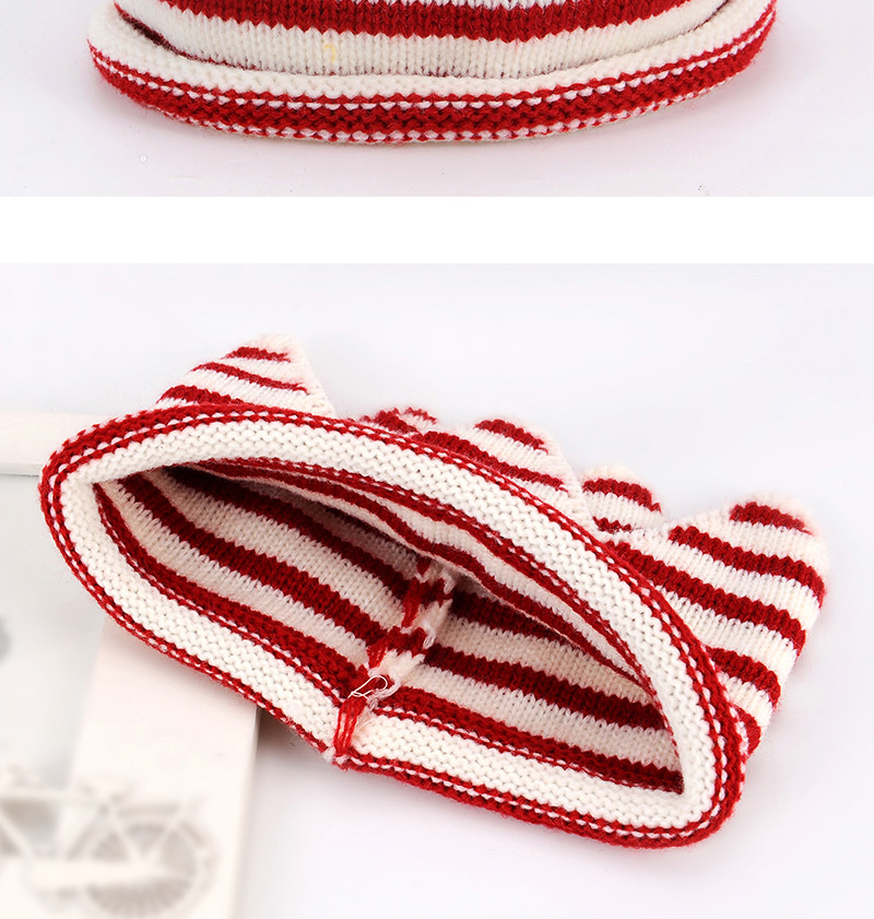 Lovely White+red Crown Shape Decorated Simple Knitting Hat,Children