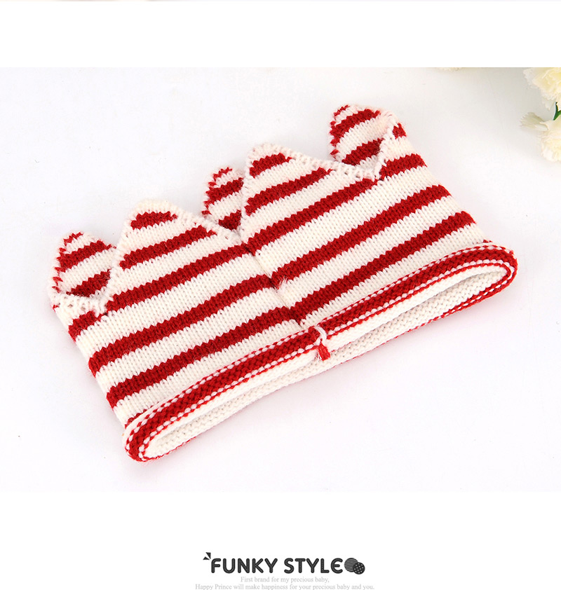 Lovely White+red Crown Shape Decorated Simple Knitting Hat,Children