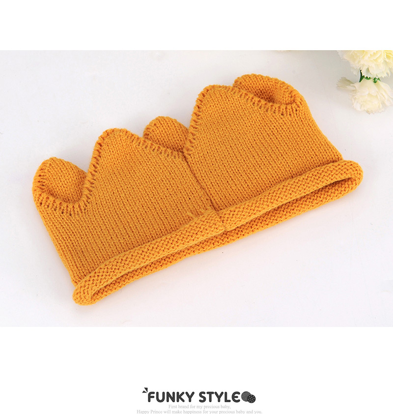 Lovely Orange Crown Shape Decorated Simple Knitting Hat,Children