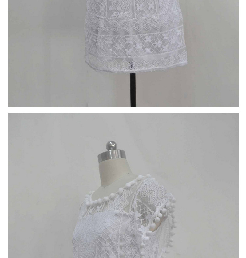Sweet White Lace Flower Decorated Sleeveless Loose Dress,Long Dress