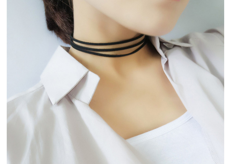 Elegant Coffee Pure Color Decorated Multilayer Collar Necklace,Chokers