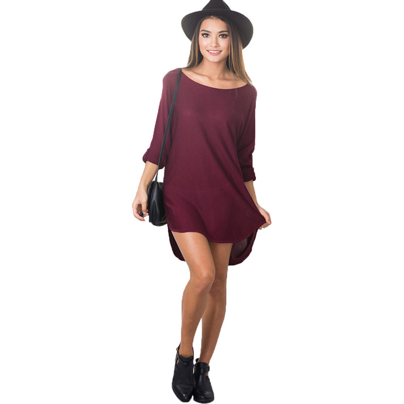 Casual Apricot Pure Color Decorated Long Sleeve Loose Irregular Skirt,Mini & Short Dresses