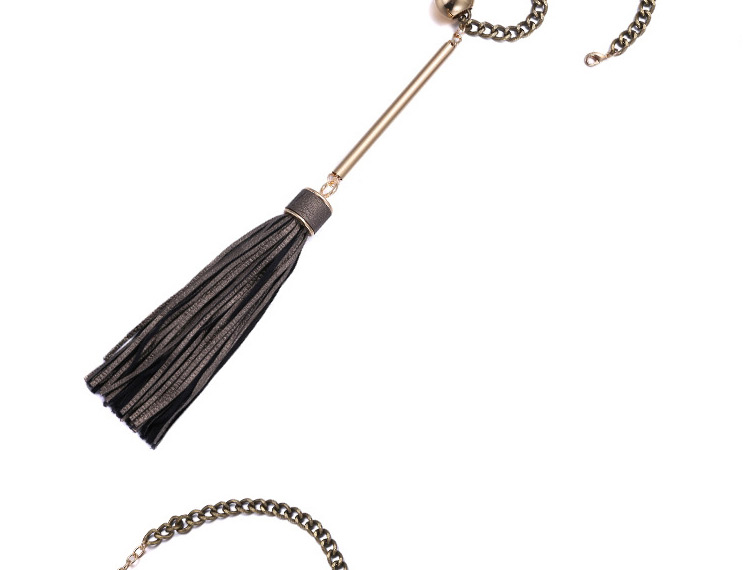 Exaggerated Coffee Tassel Pendant Decorated Short Chain Necklace,Chokers