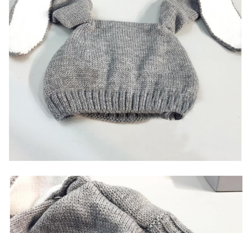 Cute Gray Pure Color Decorated Rabbit Shape Hat,Children