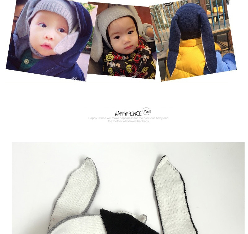Cute Black Pure Color Decorated Rabbit Shape Hat,Children