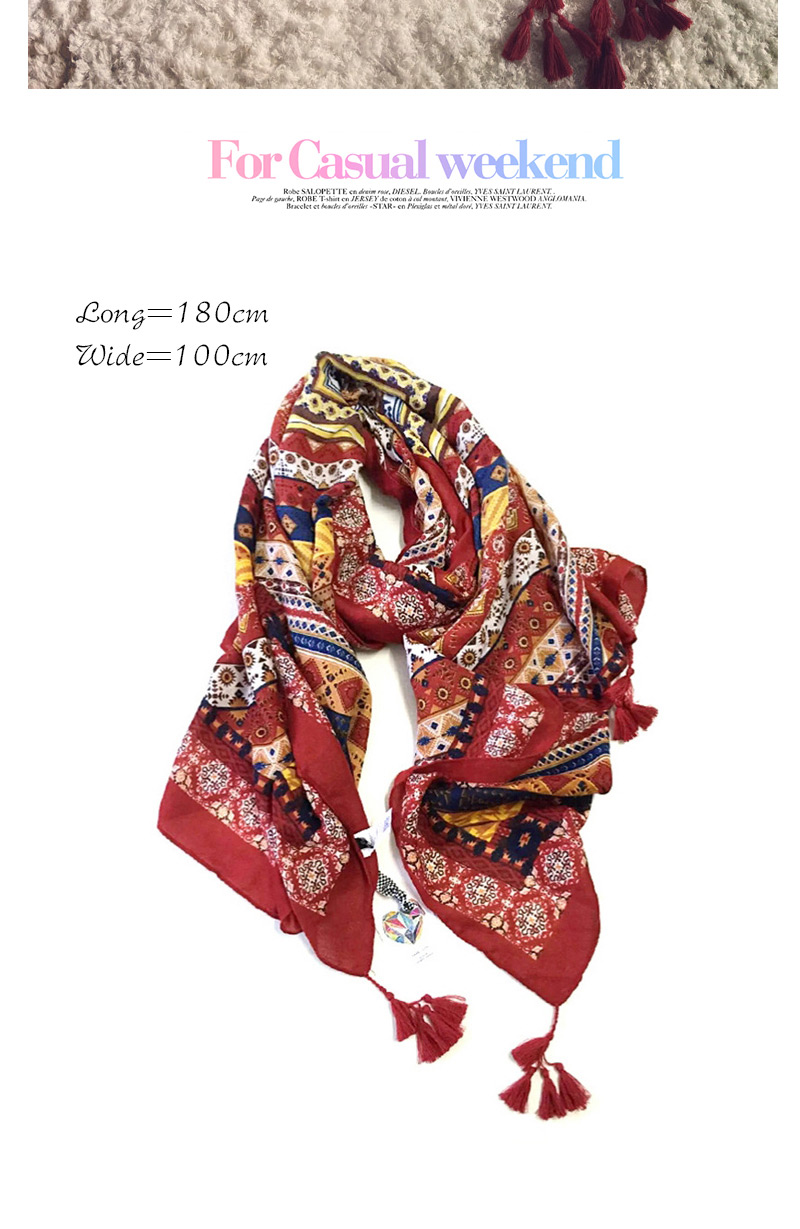 Fahion Red Regular Geometric Pattern Decorated Simple Scarf,Thin Scaves