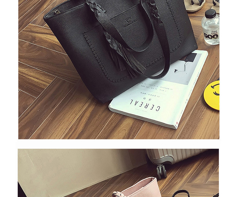 Elegant Black Tassel Pendant&pocket Decorated Square Shoulder Bag,Messenger bags