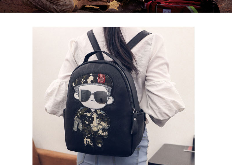 Cute Gray Soldier Pattern Decorated Dots Descendants Of The Sun Backpack,Backpack