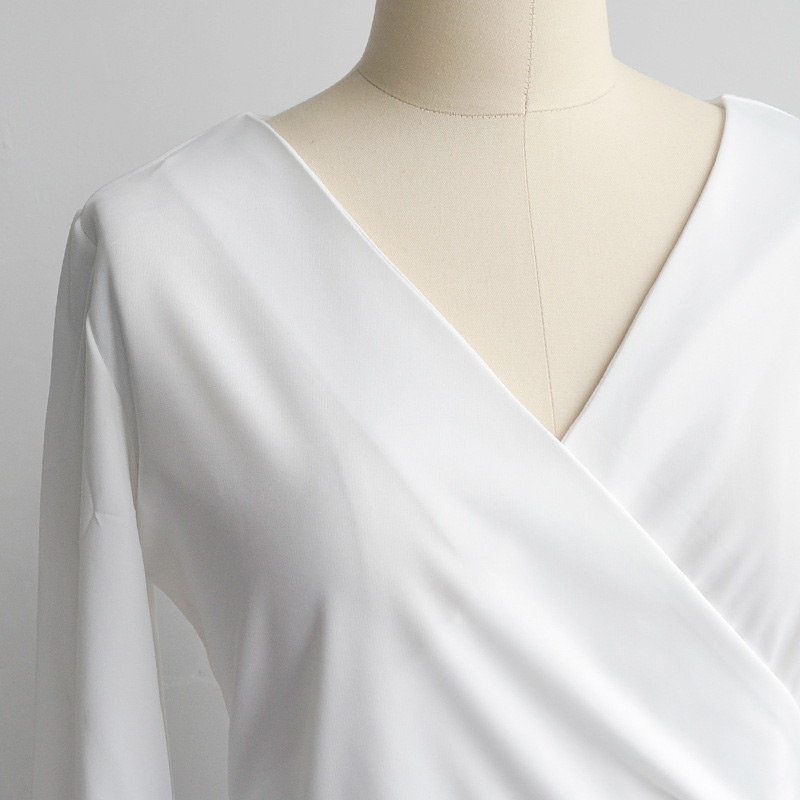 Fashion White+black Grid Pattern Decorated V Neckline Long Sleeve Patchwork Package Hip Pencil Dress,Knee Length