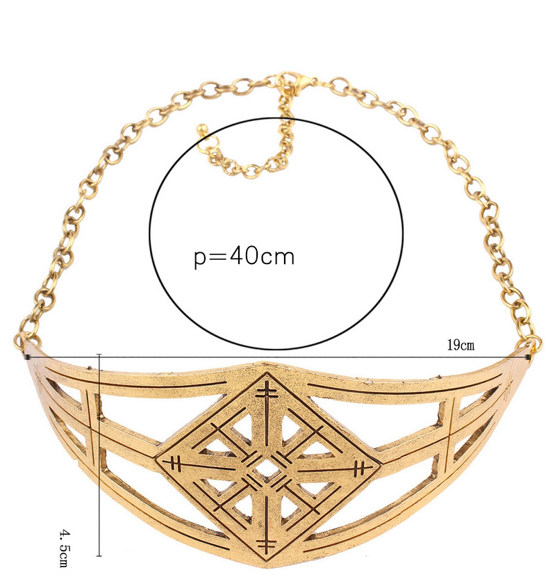 Exaggerated Gold Color Irregular Shape Decorated Hollow Out Simple Necklace,Chokers