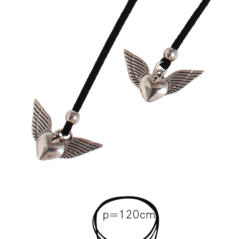 Vintage Silver Color Wings Pendant Decorated Multi-layer Simple Necklace,Multi Strand Necklaces