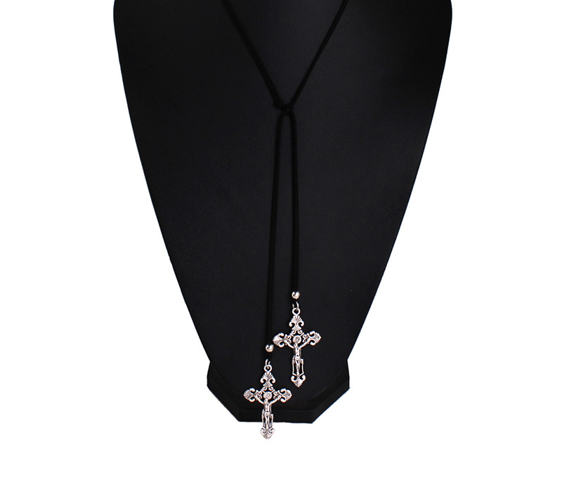 Vintage Silver Color Cross Pendant Decorated Multi-layer Simple Necklace,Multi Strand Necklaces