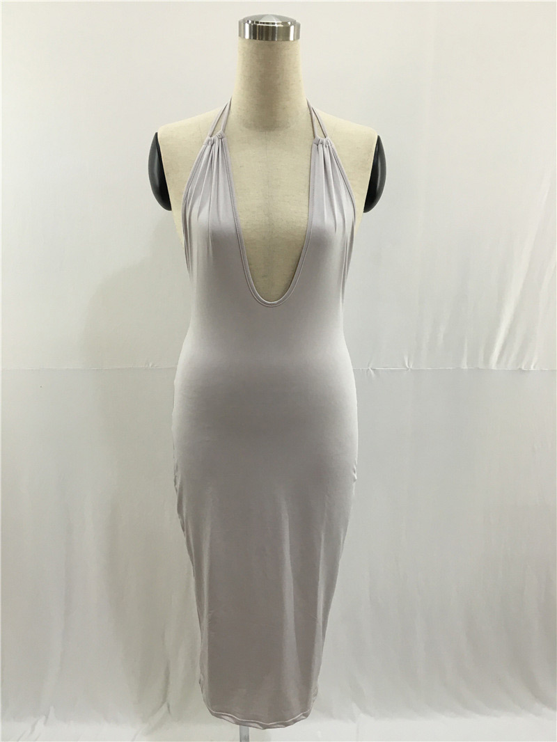 Fashion White V Neckline Design Strap Off The Shoulder Backless Package Hip Dress,Long Dress