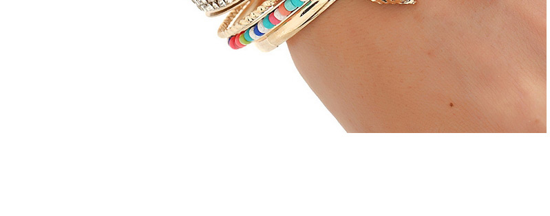 Personality Multi-color Metal Leaf Pendant Decorated Simple Wide Brecelet,Fashion Bangles
