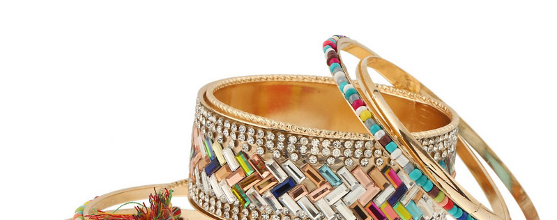 Personality Multi-color Metal Leaf Pendant Decorated Simple Wide Brecelet,Fashion Bangles