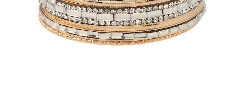 Vintage Gold Color Geometric Shape Diamond Decorated Simple Bracelet,Fashion Bangles