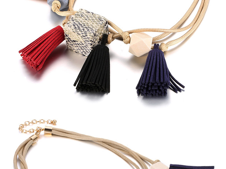 Fashion Multi-color Tassel Pendant Decorated Multi-layer Short Chain Necklace,Multi Strand Necklaces