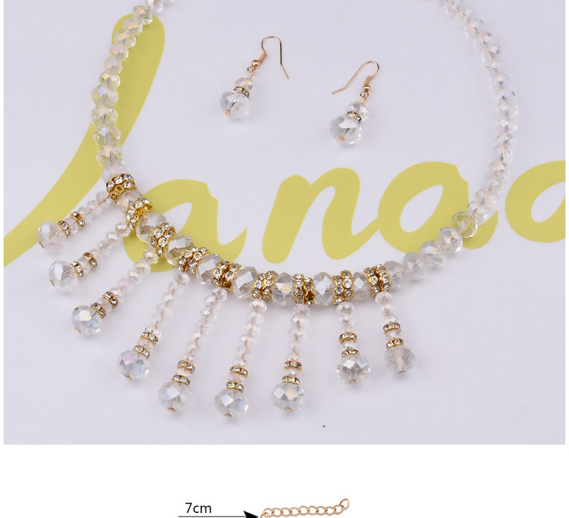 Elegant White Round Shape Decorated Tassel Short Chain Jewelry Sets,Jewelry Sets