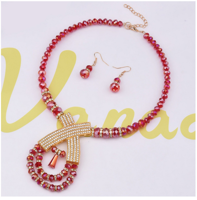 Fashion Red Big X Letter Decorated Short Chain Jewelry Sets,Jewelry Sets
