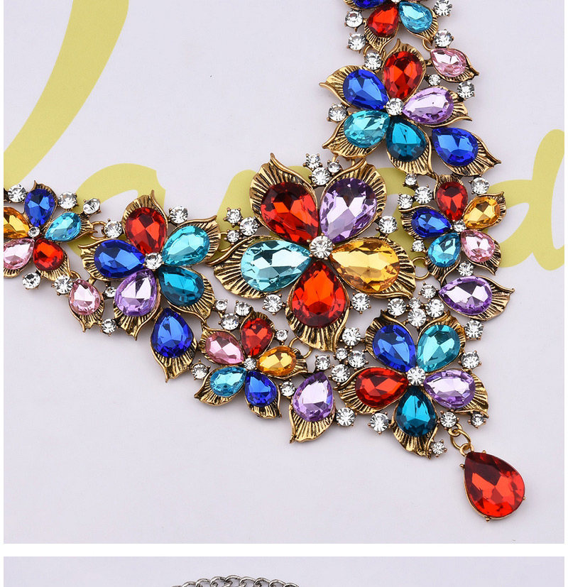 Luxury Multi-color Flower Decorated Short Chain Jewelry Sets,Jewelry Sets