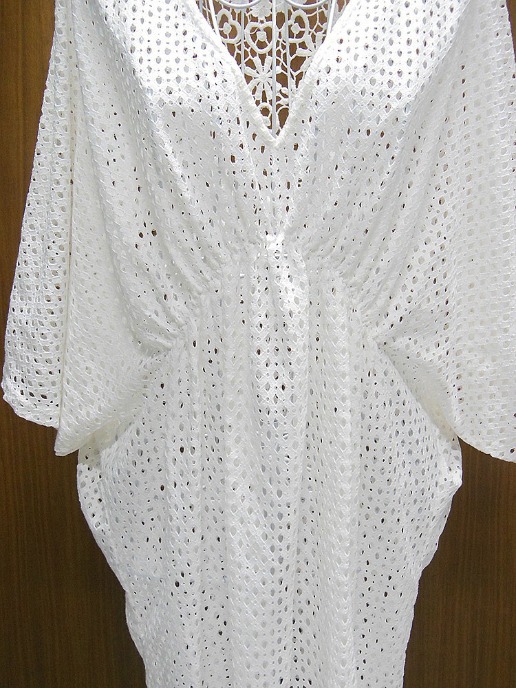 Sexy White Pure Color Design V Neckline Three Quaters Blouse,Sunscreen Shirts
