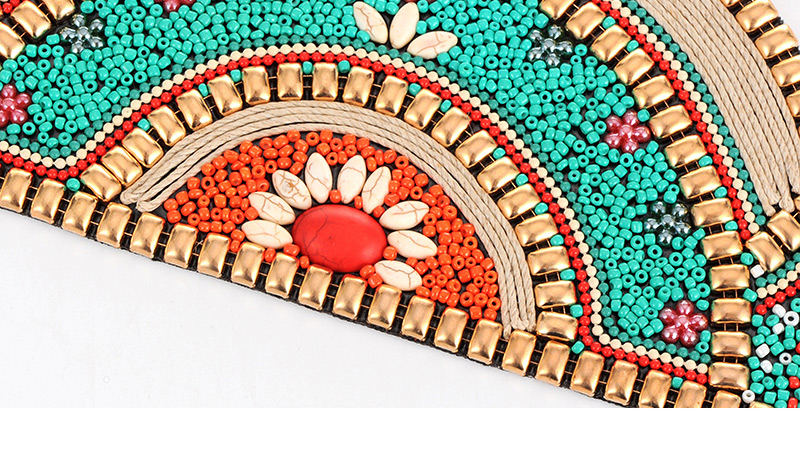 Vintage Green Flower Shape Pattern Decorated Simple Belt,Wide belts