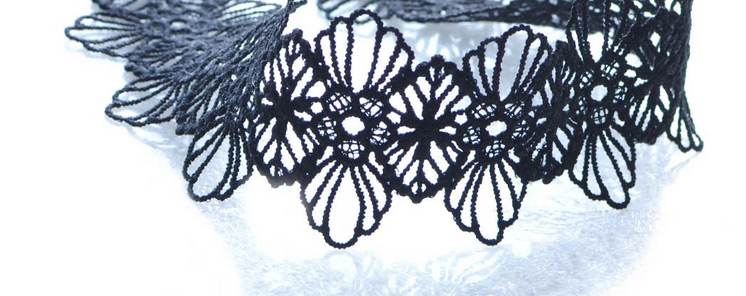 Vinatge Black Hollow Out Design Simple Lace Choker Necklace,Chokers