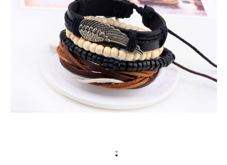 Personality Black Meatl Wing Decorated Hand-woven Multilayer Bracelet,Fashion Bracelets