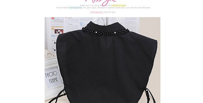 n2003 Black Pure Color Decorated T Shirt Shape Collar,Thin Scaves