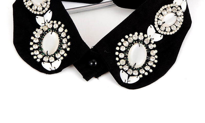 Fashion Black Big Gemstone Decorated Pure Color Simpe Collar,Thin Scaves