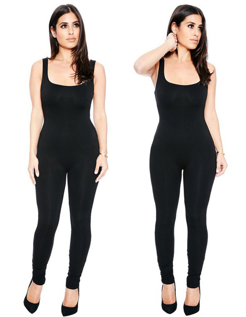 Sexy Black Condole Belt Decorated Sleeveless Pure Color Simple Jumpsuits,Pants