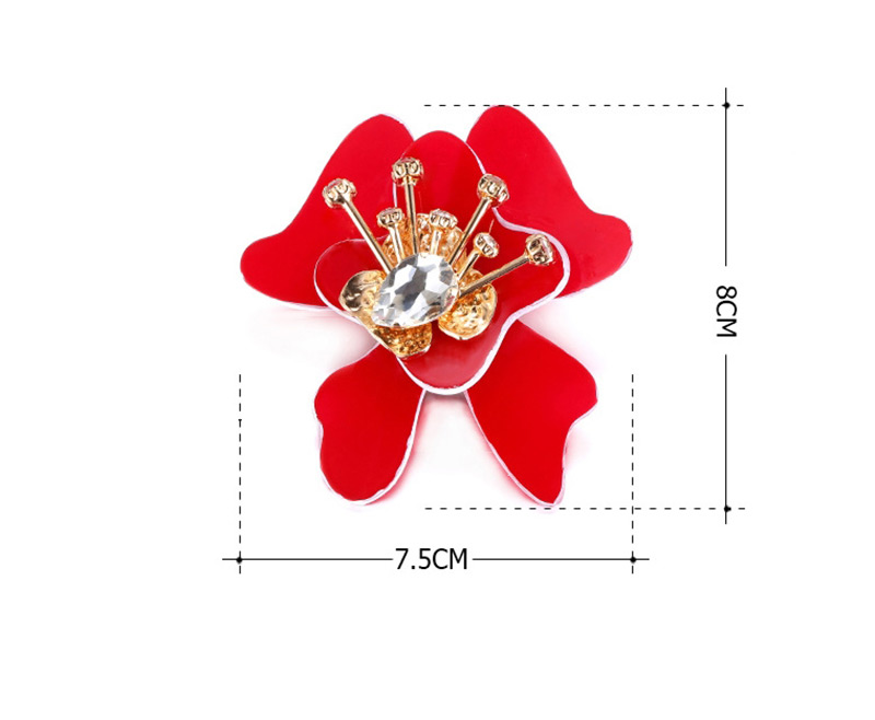 Luxury Red Waterdrop Diamond Decorated Big Flower Shape Brooch,Fashion Brooches