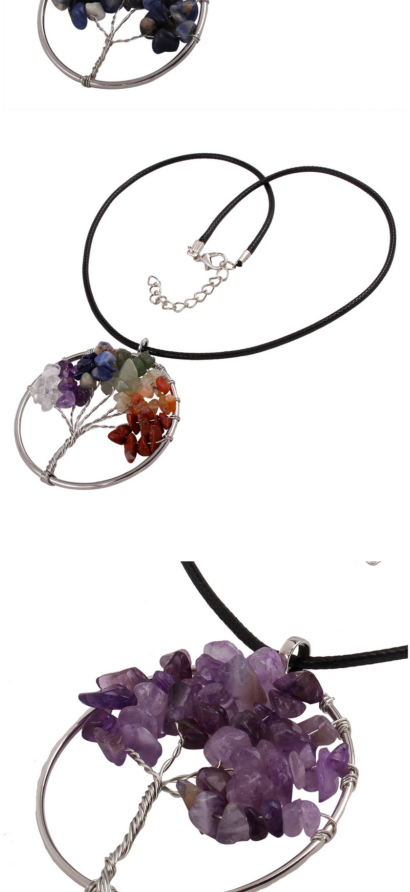 Vintage Purple Tree Shape Pendant Decorated Short Chain Necklace,Pendants