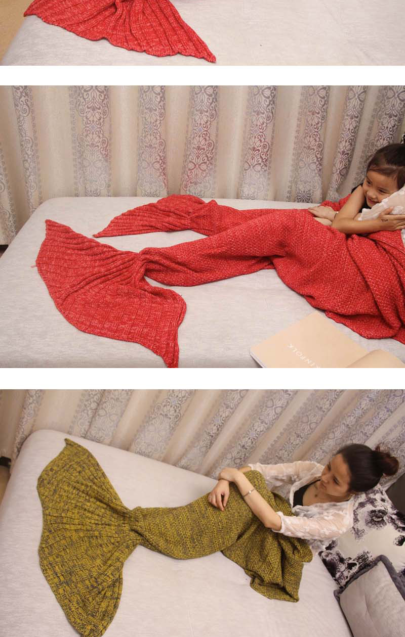 Fashion Yellow Pure Color Decorated Mermaid Shape Simple Blanket(small),Home Textiles