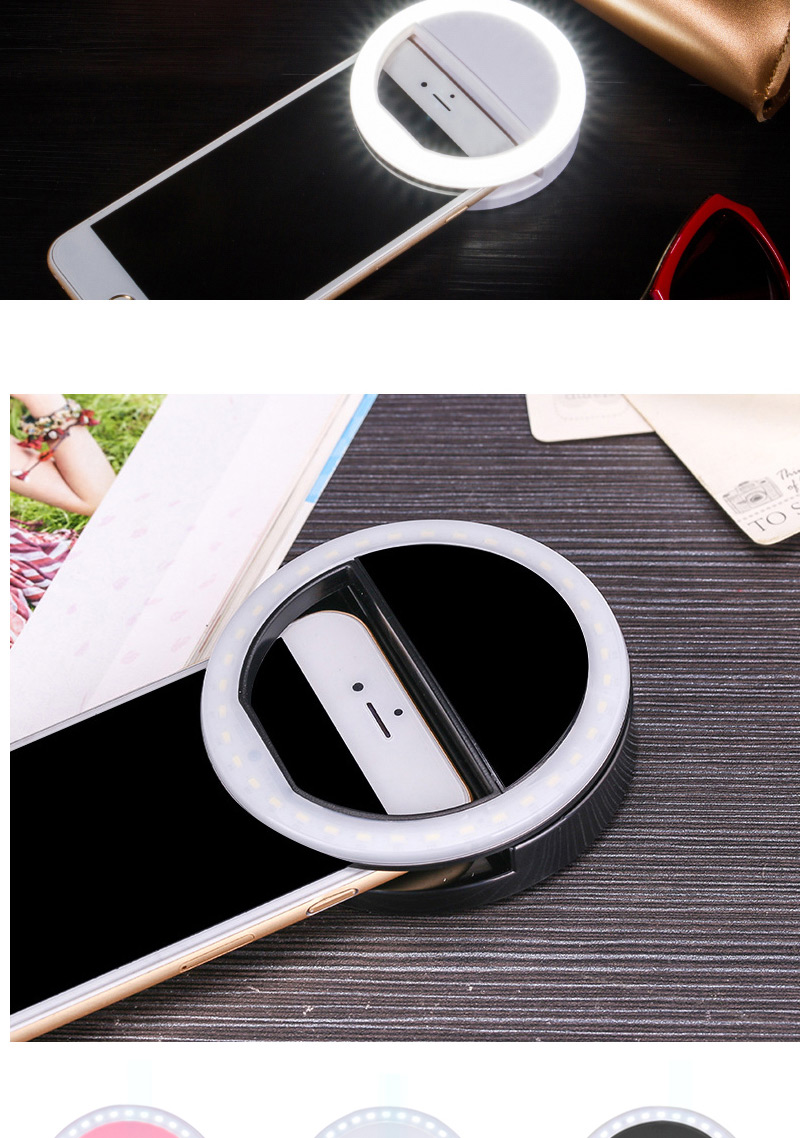 Trendy Pink Hollow Out Round Shape Design Simple Led Beauty Selfie Timer(without The Battery),Anti-Dust Plug